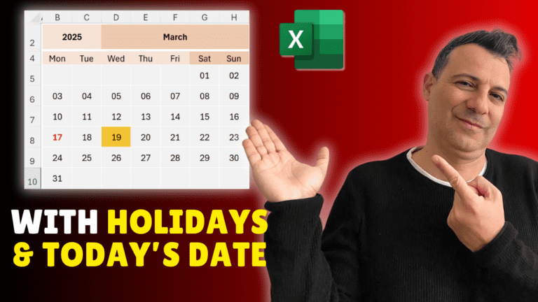 How to Create a Fully Dynamic Calendar in Excel Holidays & Today's Date INCLUDED!