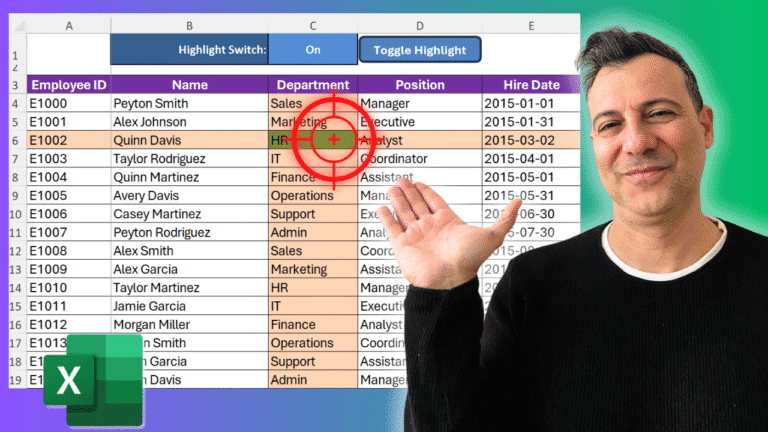 How to Highlight Active Row and Column in Excel (Auto Crosshair Effect!)